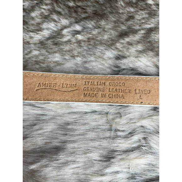 Amiee Lynn Italian Croco Leather Belt‎ Italian croco genuine leather lined sz L main image 4